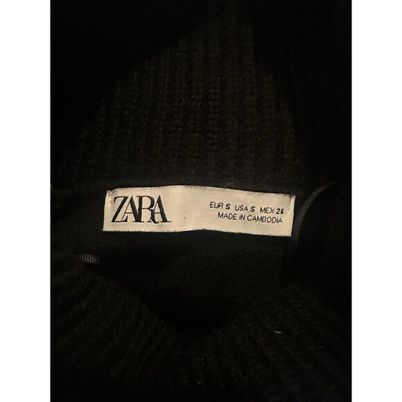 Zara Women's S Black Heavy Knit Turtle Neck Sweater Tunic Mini Dress - Picture 5 of 6